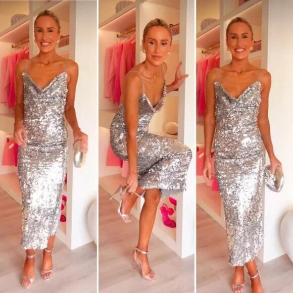 ZARA SEQUIN MIDI DRESS - Picture 2 of 5